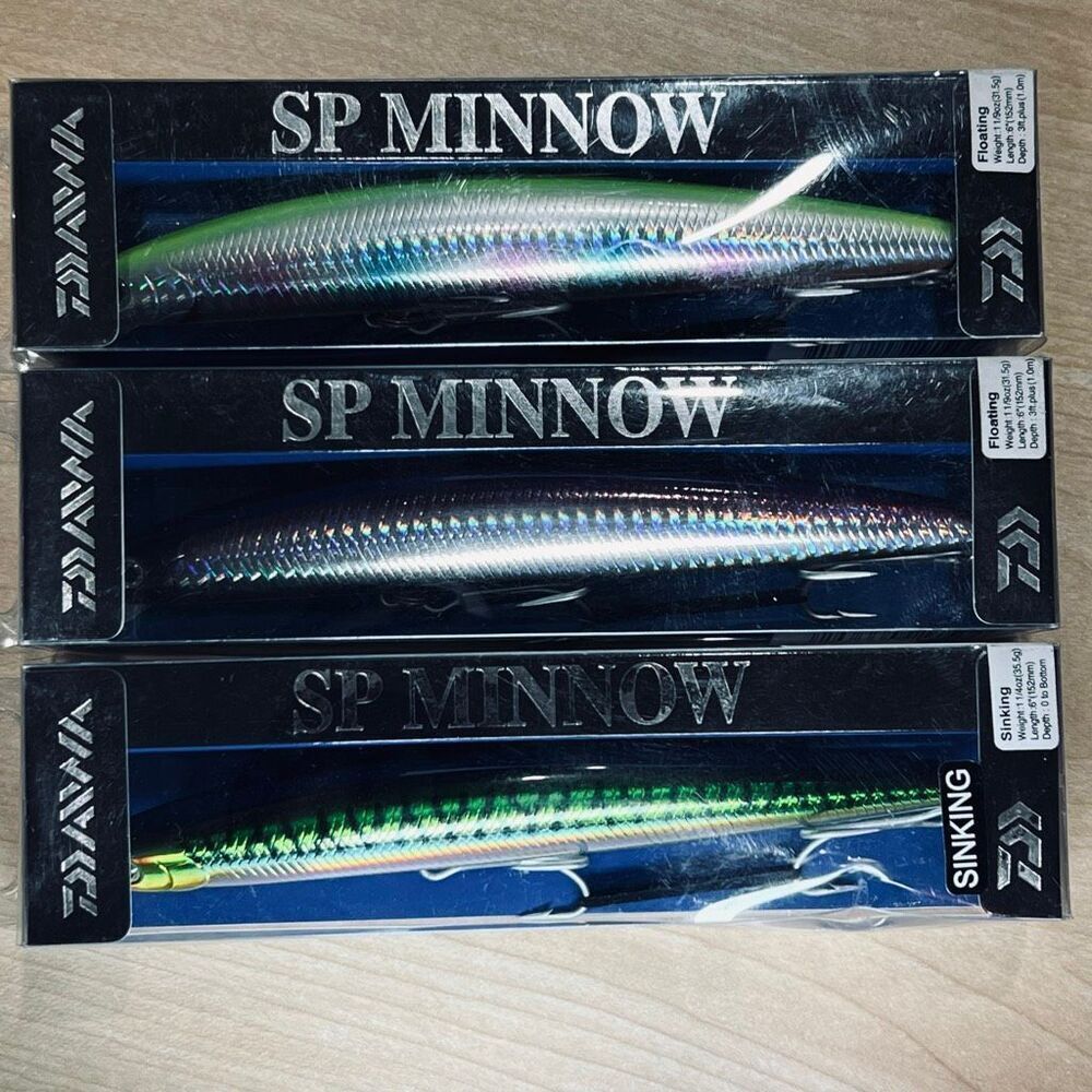 Set Of 3 NWT Daiwa Salt Pro Minnow Sinking Floating Fishing Lure Multicolor BASS
